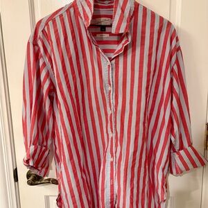 Universal Thread Red and Light Blue Striped 100% Cotton Oversized Fit Shirt